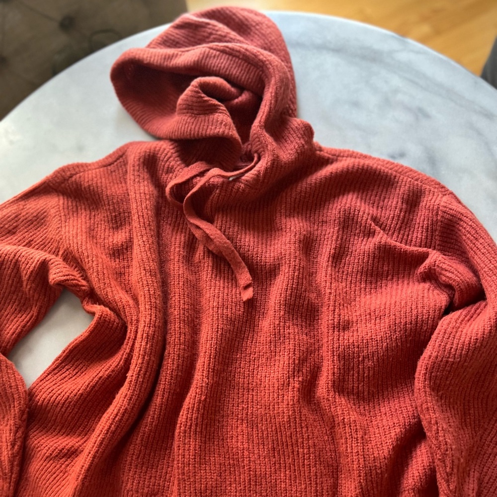 Lucky Brand Women’s Textured Hooded Sweater Size L Rust / Orange Color